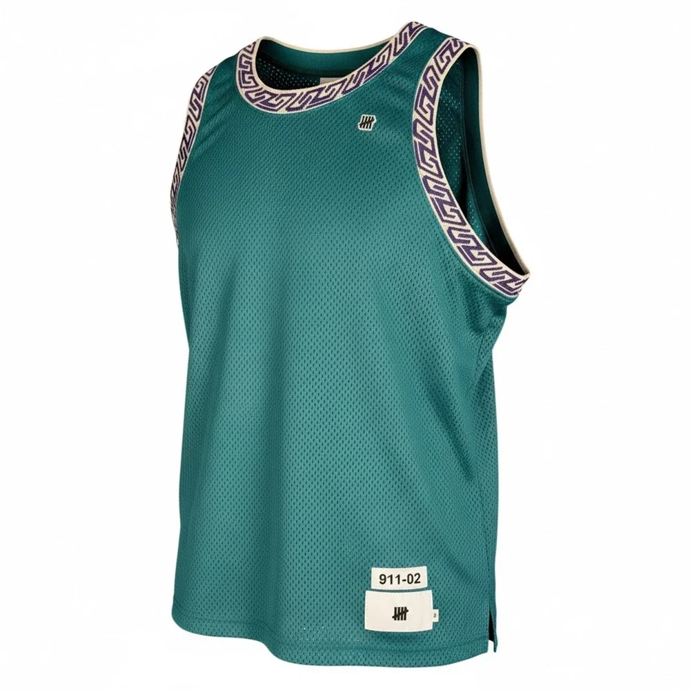 Undefeated Teal Green Aztec Men's Medium Basketball Mesh Jersey Streetwear